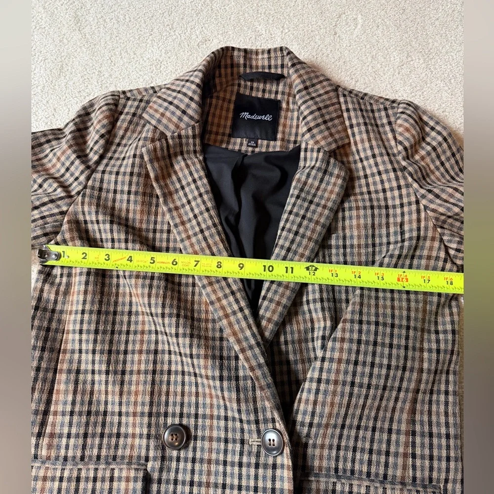 Madewell, The Caldwell Double Breasted Blazer tan black size XS extra small - Picture 2 of 9